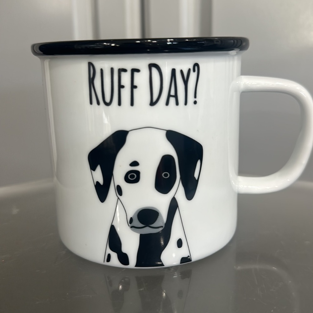Collins  Fresh + Org Ruff Day? Dog Dalmatian Mug - Black & White Food Safe